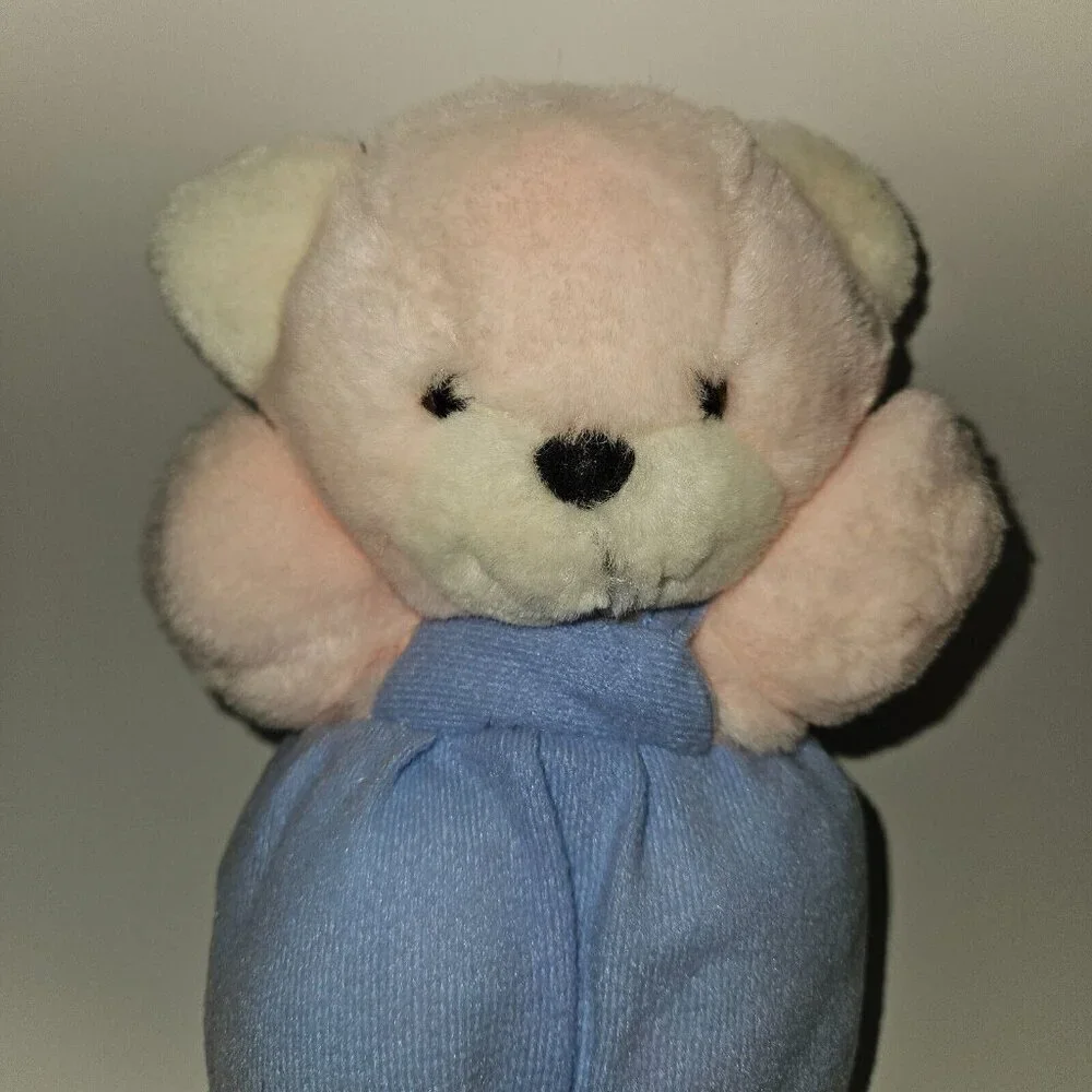 VTG America Wego Pink Teddy Bear Plush Blue Overalls 8
